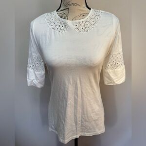 ANNE FONTAINE White Cotton Eyelet Leoncia Top Sz 40 (6-8)